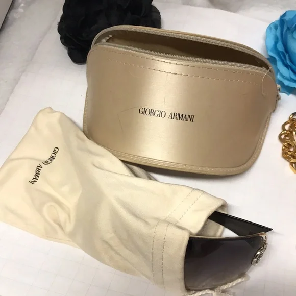 GIORGIO ARMANI SUNGLASSES vintage dust bag ,case original set grey ombré GA logo - Picture 16 of 16